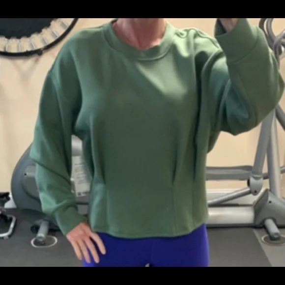 💚LULULEMON GATHERED WAIST CREW PULLOVER-GREEN TWILL-12💚 - Picture 2 of 16